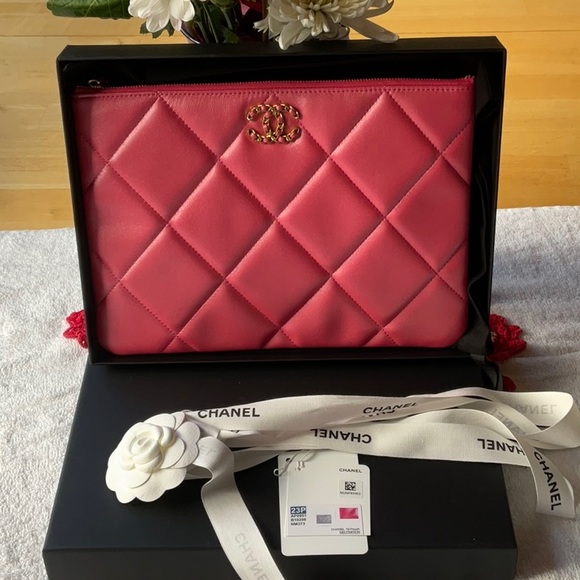 💐 CHANEL 19 POUCH O - CASE IN IRIDESCENT PINK 💐 NWT 💐 - Picture 5 of 16